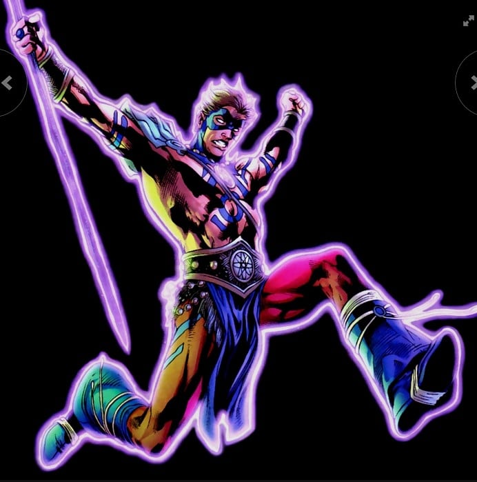 Blackest Night serisinde Indigo Lantern'in yüzüğünü takan Ray, Sword of Atom'daki barbar kostümünün parlayan hali ile karşımıza çıkıyor