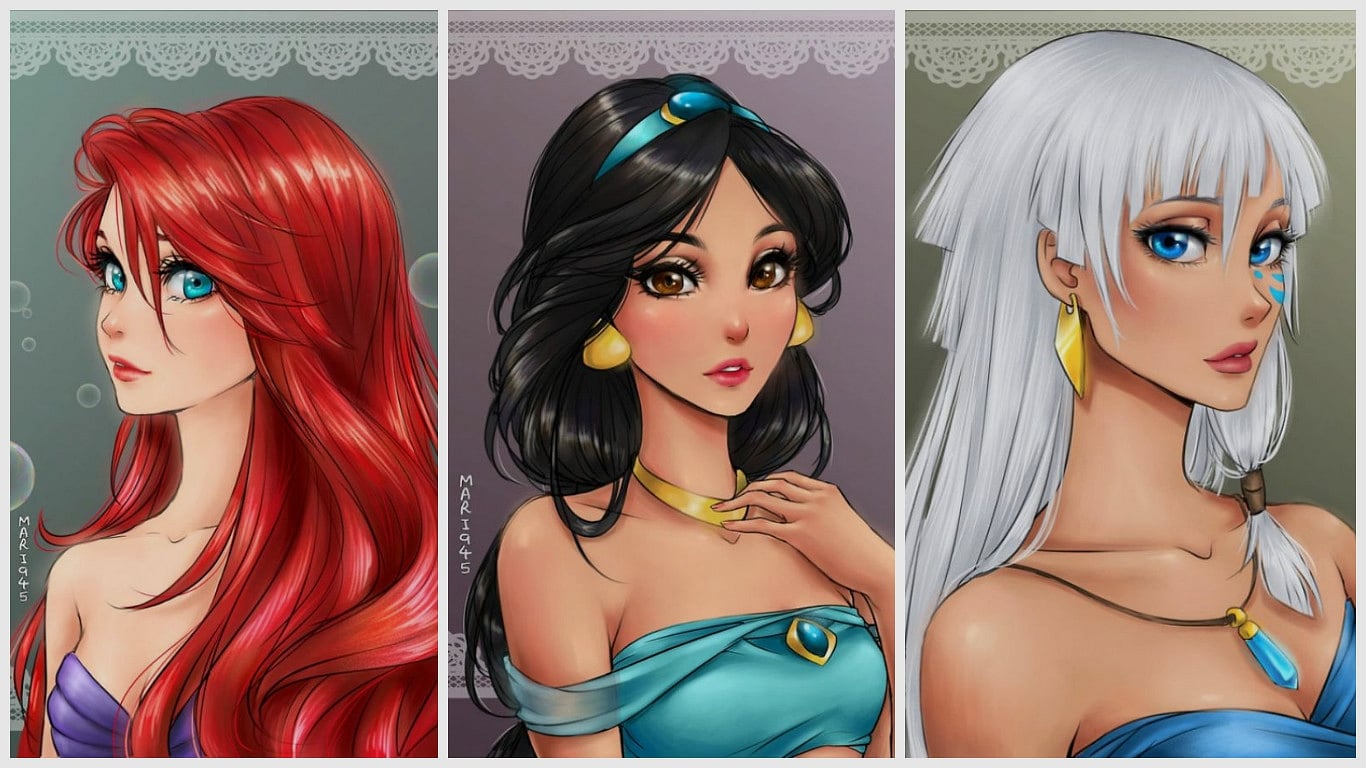 Anime Tarzı Çizimlerle Disney Prensesleri