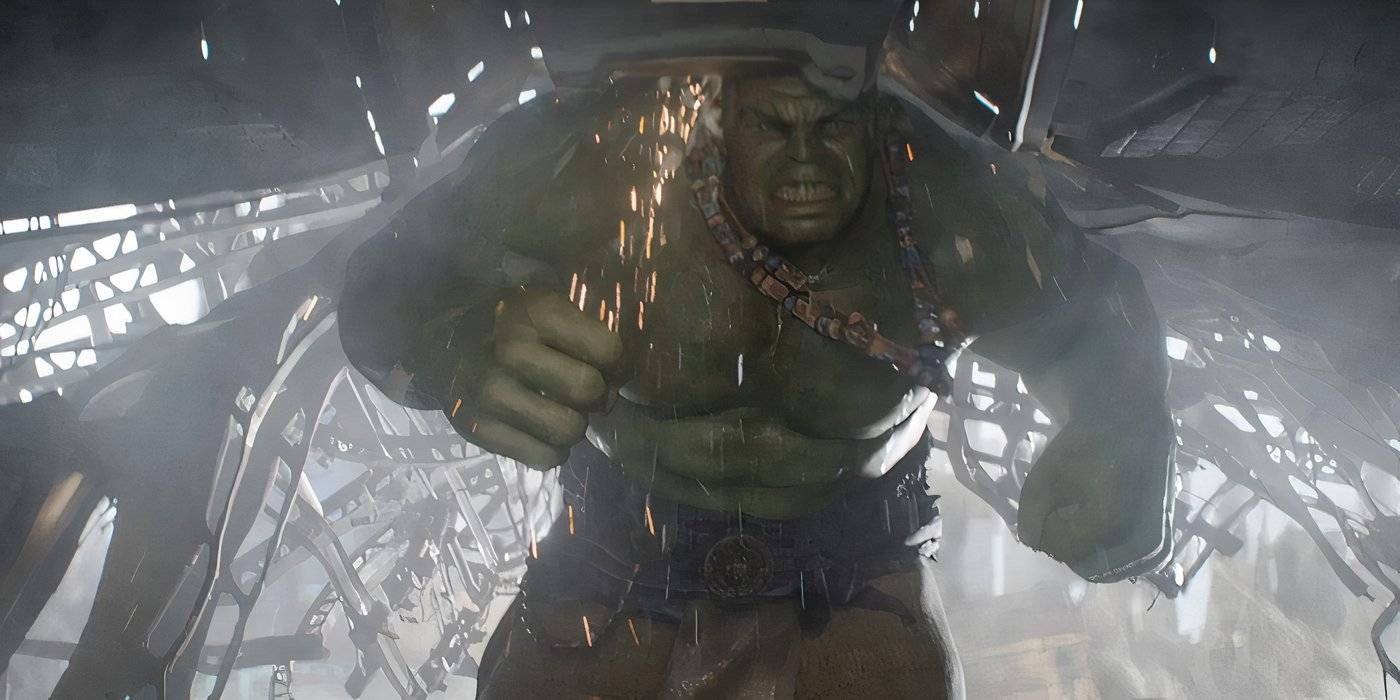 Hulk breaking the Quinjet in Thor Ragnarok