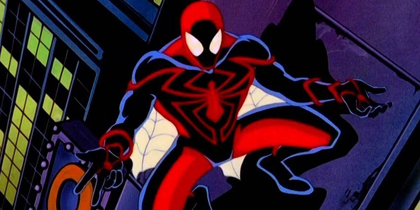 Spider-man aiming his web-shooters in spider-man unlimited animated series