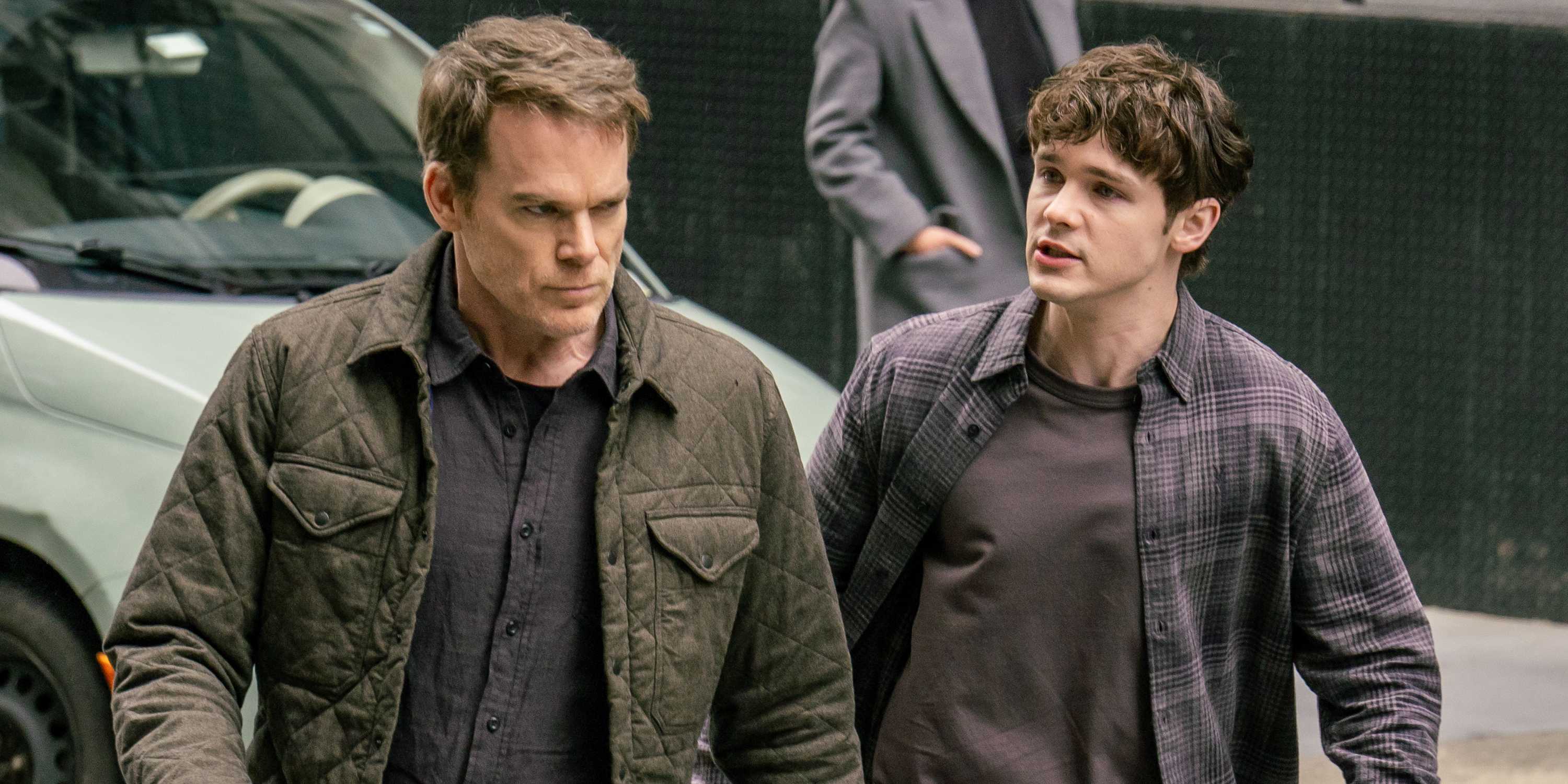 dexter and harrison morgan walking in the street in dexter resurrection season 1 fz