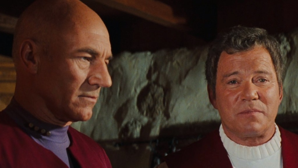 Captain Kirk and Captain Picard in Star Trek Generations fz