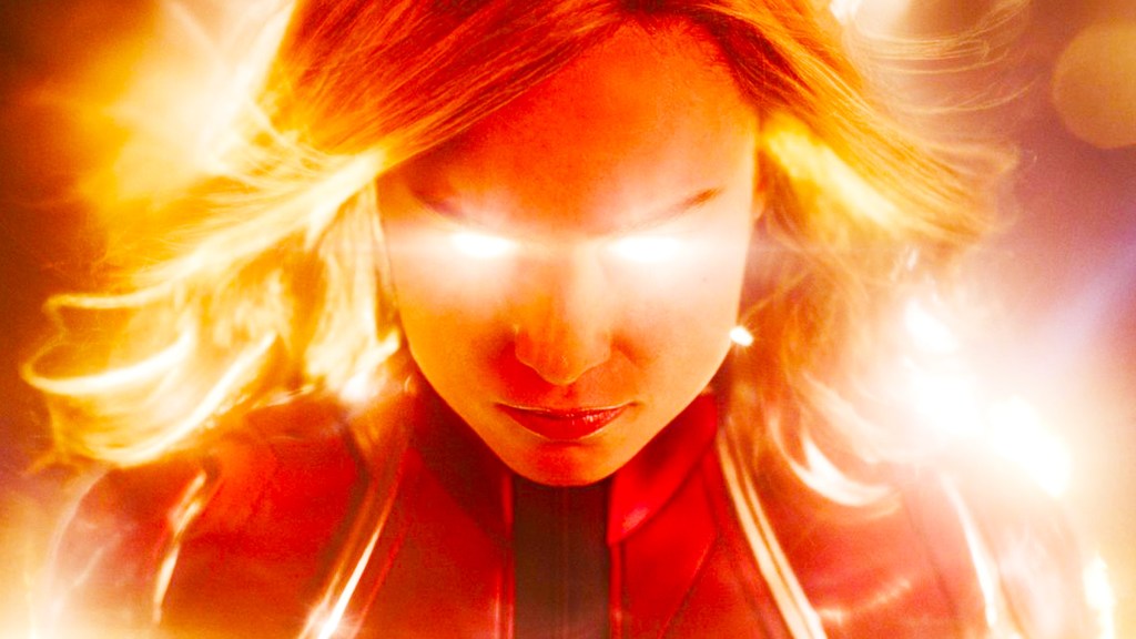 Carol Danvers harnessing her power in Captain Marvel