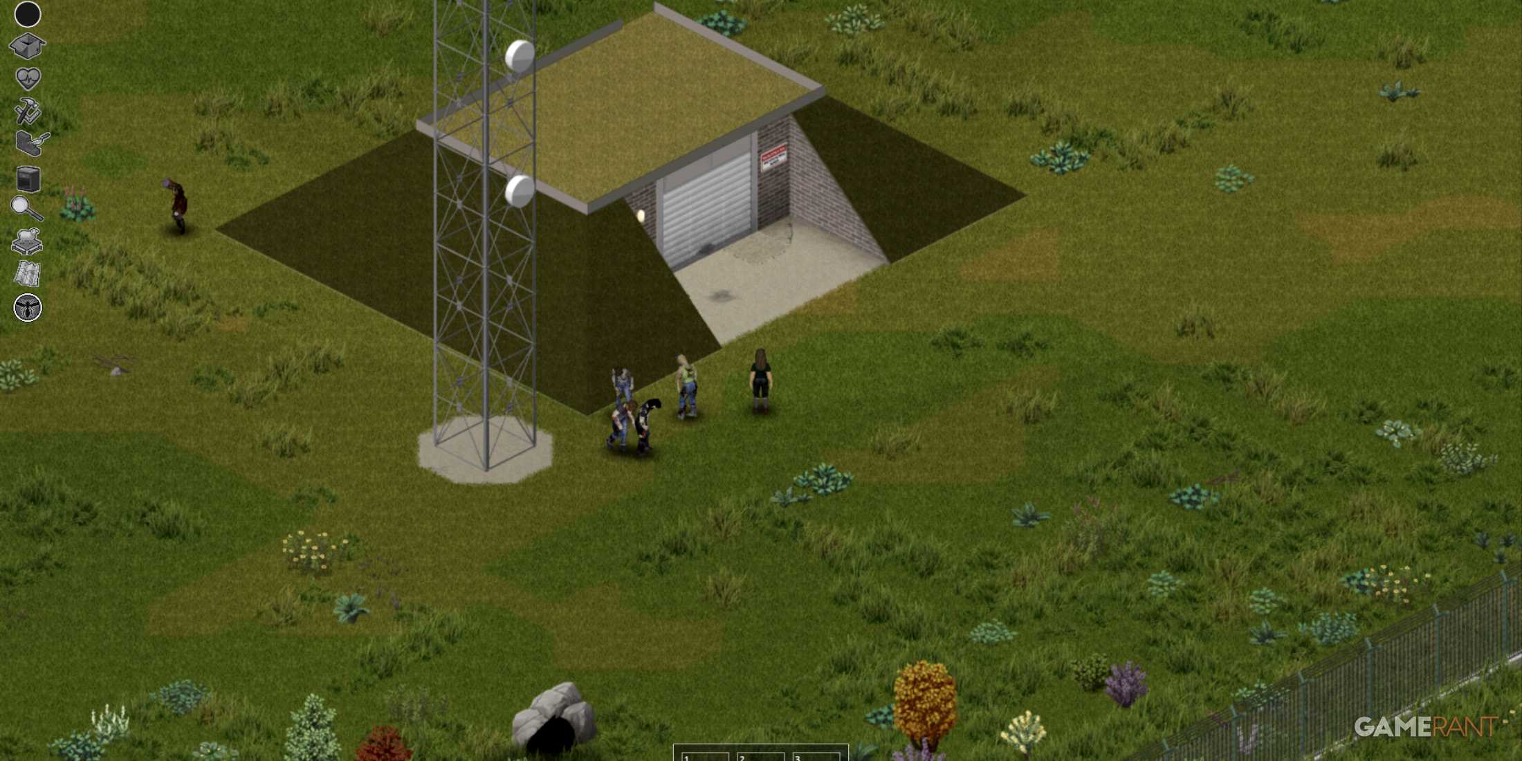 bunker entrance with a communication tower in march ridge project zomboid 1