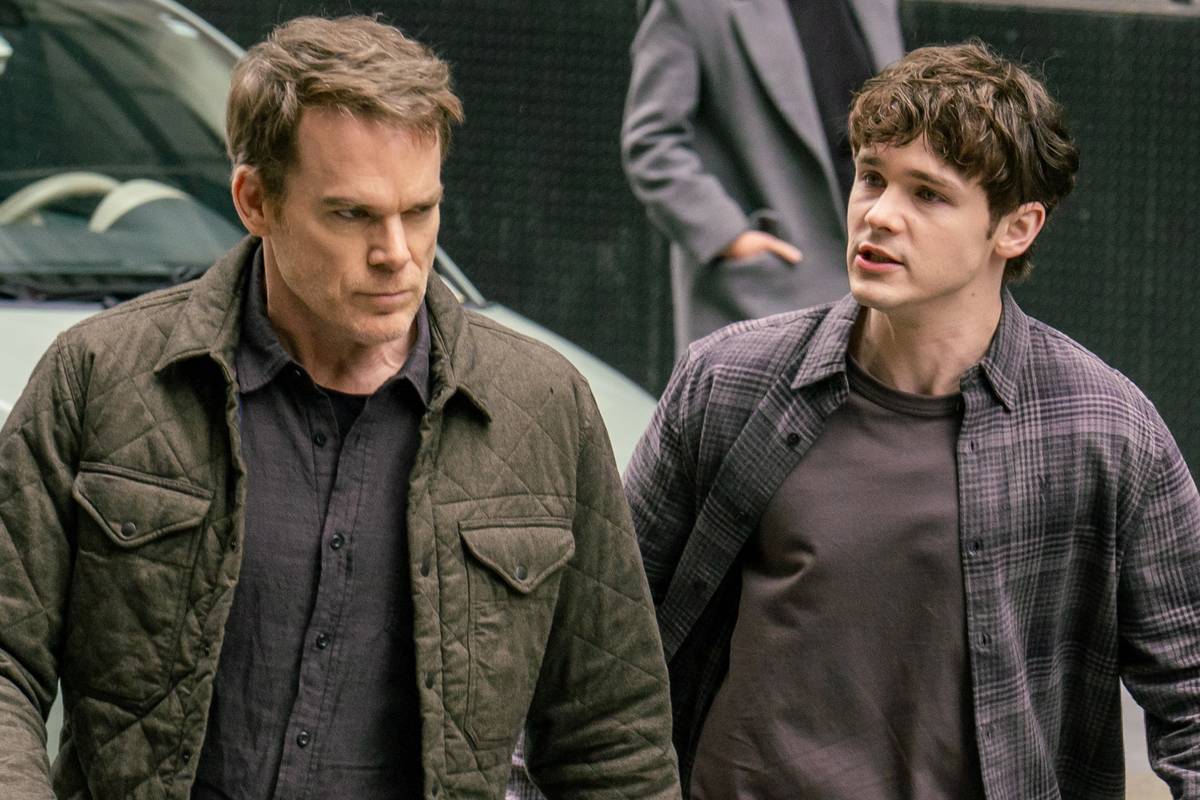 dexter and harrison morgan walking in the street in dexter resurrection season 1 1