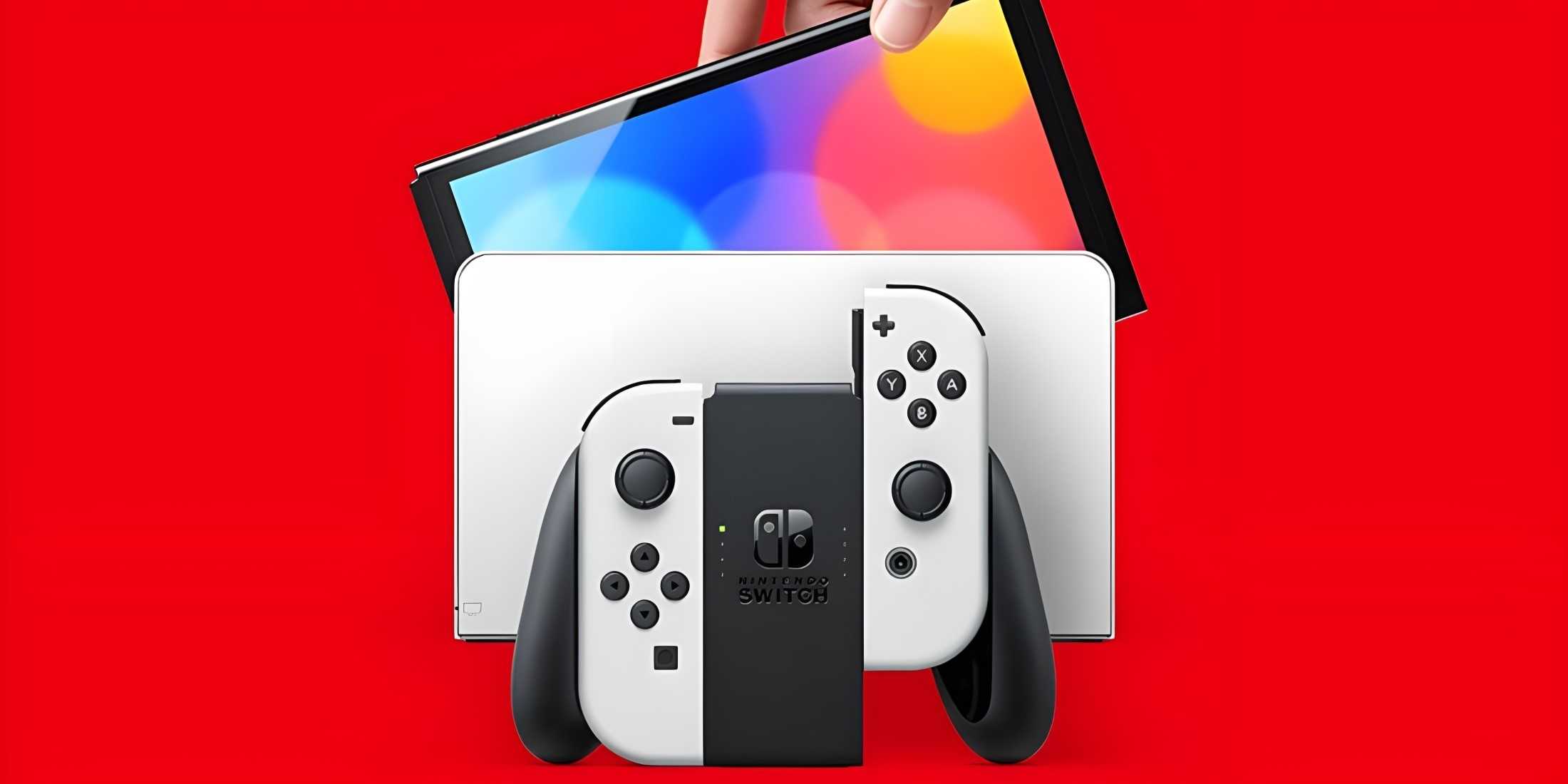 nintendo switch oled on red background 1
