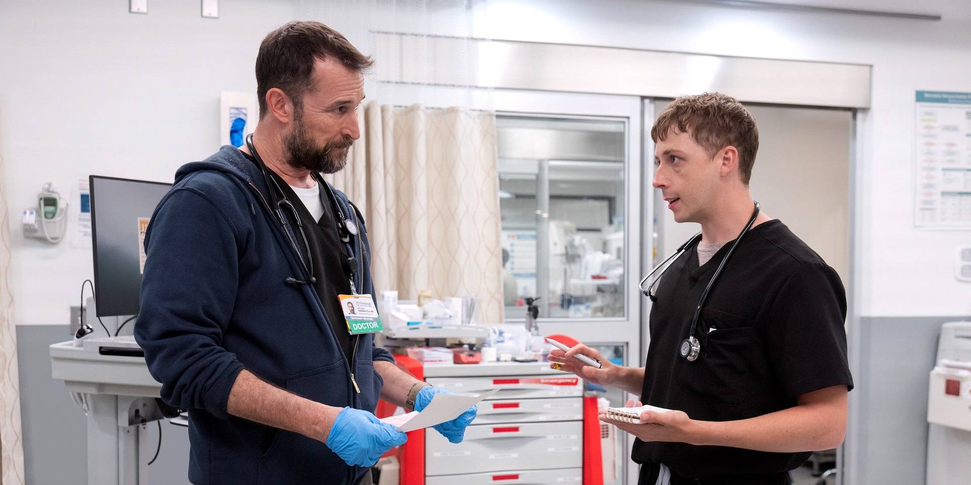 noah wyle and gerran howell in the pitt season 1