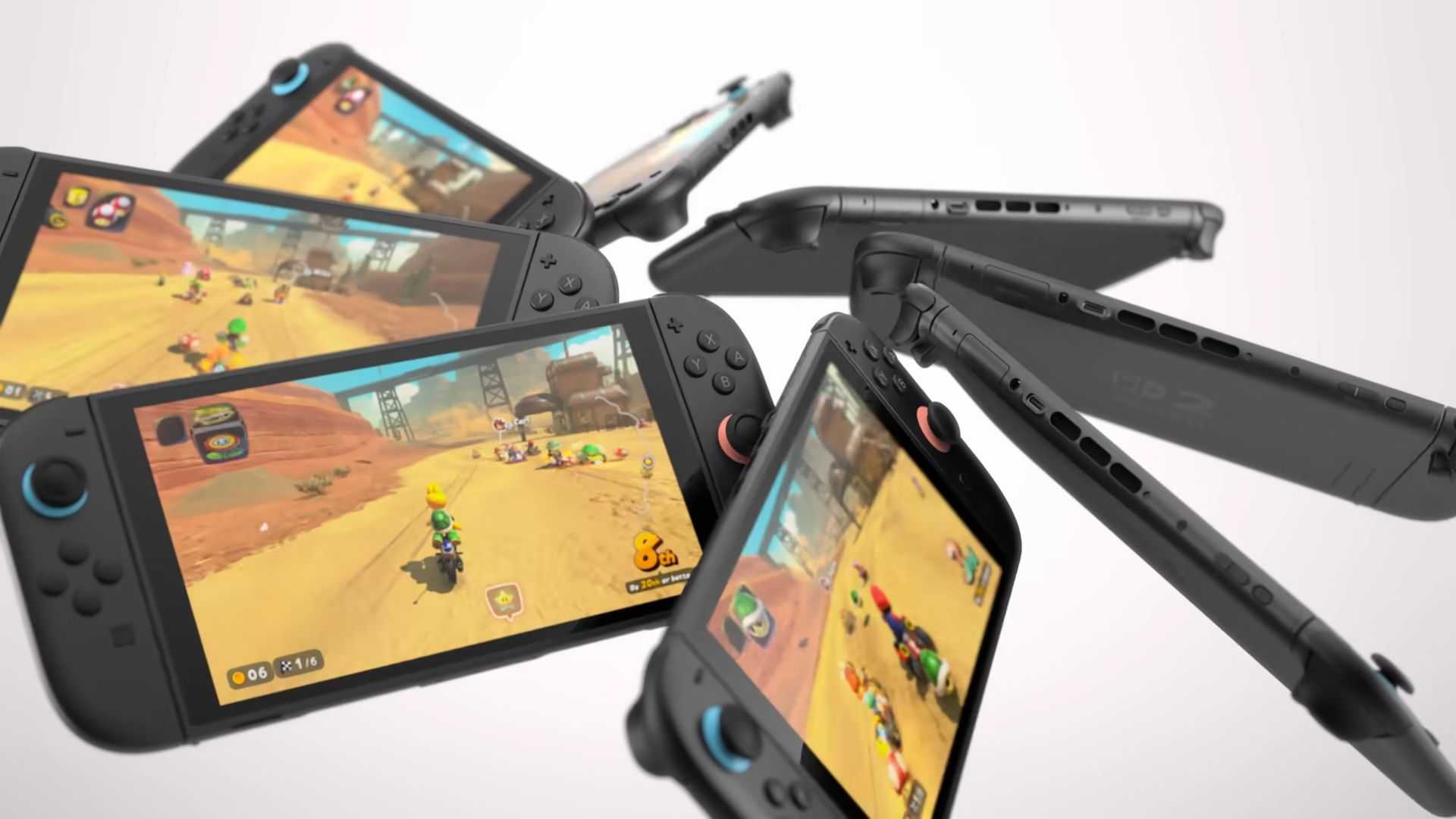 several nintendo switch 2s playing mario kart world together nintendo switch 2 1