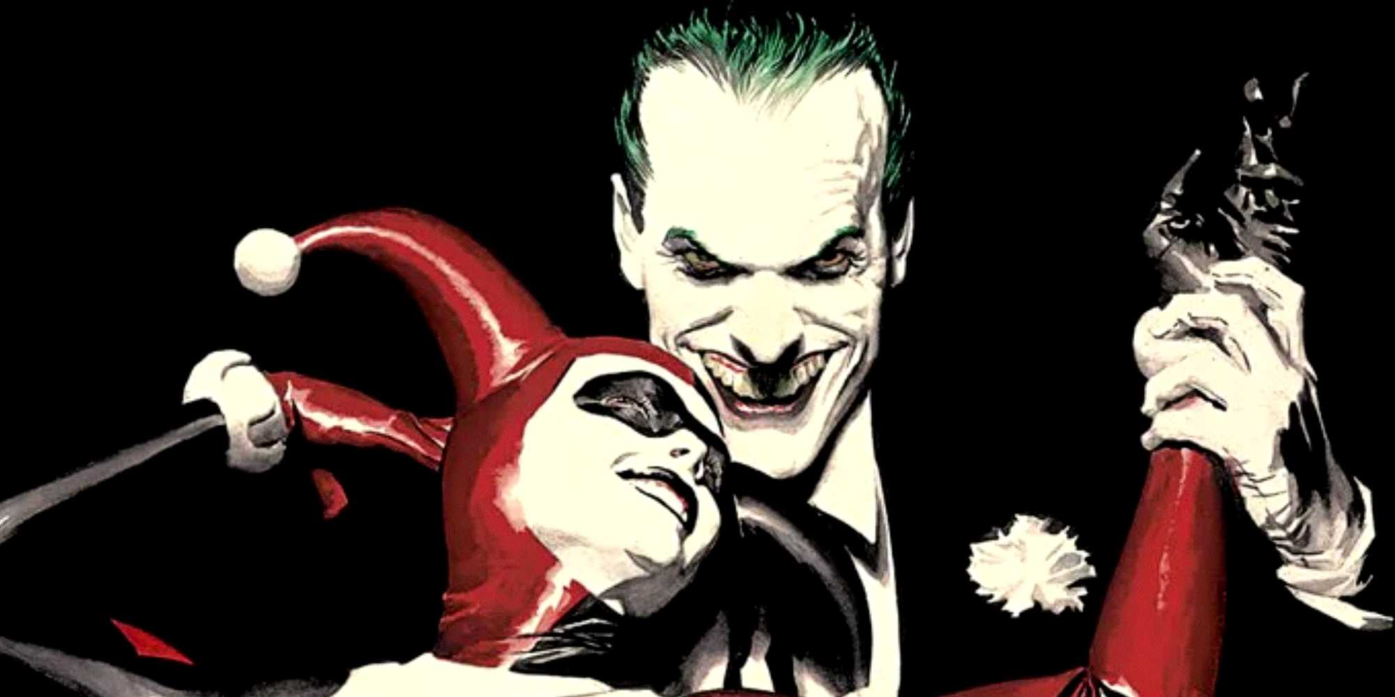 the joker and harley quinn dance in alex ross dc comics art 1