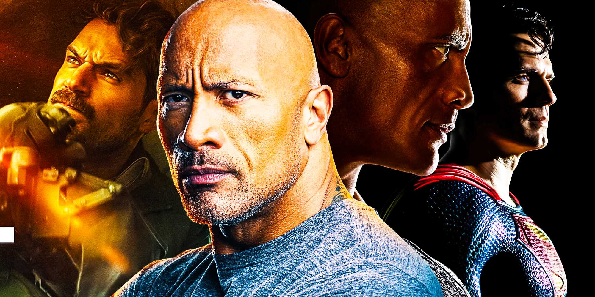 the rock henry cavill black adam superman dc