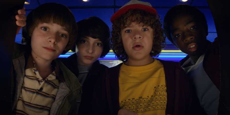 will mike dustin and lucas seen from the point of view of a screen in stranger things season 2